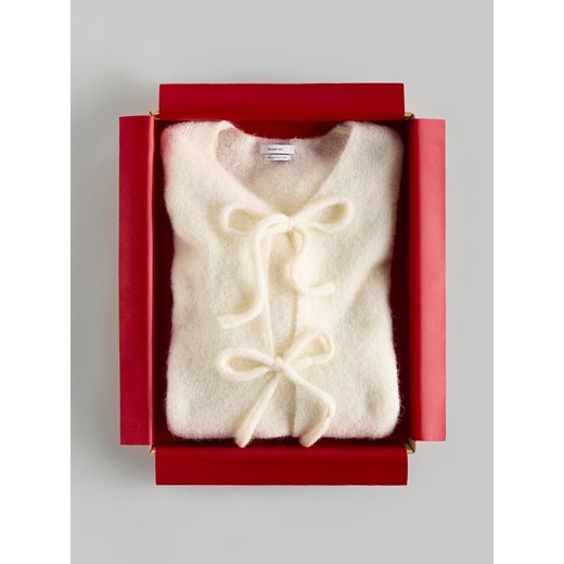 Reserved - Kardigan z wełną alpaki - złamana biel ze sklepu Reserved w kategorii Swetry damskie - zdjęcie 187540106