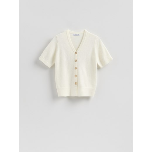 Reserved - Kardigan z dekoracyjnymi guzikami - złamana biel ze sklepu Reserved w kategorii Swetry damskie - zdjęcie 187540116