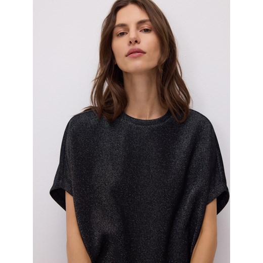 Reserved - T-shirt z metalizowaną nicią - czarny ze sklepu Reserved w kategorii Bluzki damskie - zdjęcie 187540235