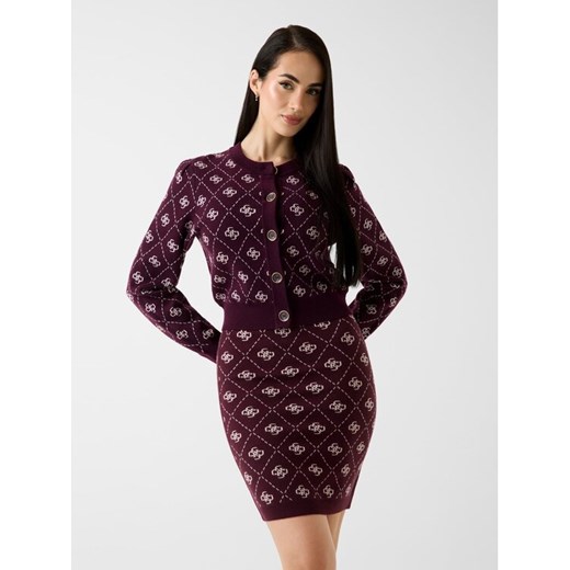 Guess Kardigan 167535 Bordowy Classic Fit Guess XXL MODIVO