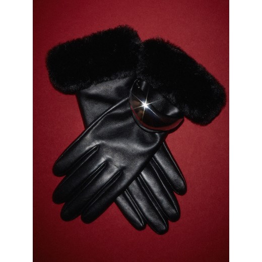 Mohito - Skórzane rękawiczki - czarny ze sklepu Mohito w kategorii Rękawiczki damskie - zdjęcie 187541026