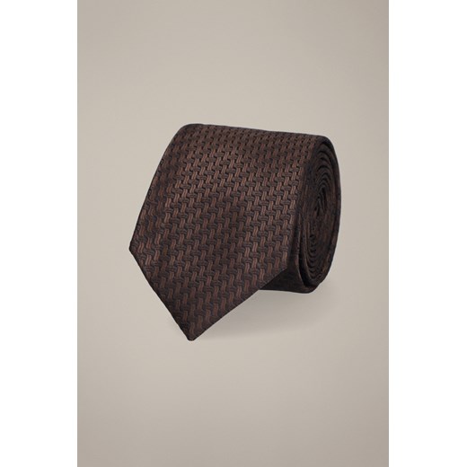 Krawat Brązowy Wzór Geometryczny ze sklepu Lancerto S.A. w kategorii Krawaty - zdjęcie 187541046