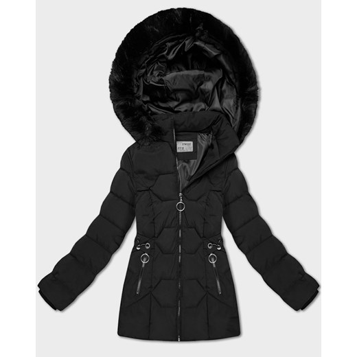 Dopasowana kurtka zimowa z odpinanym kapturem S'West czarna (B8196-1) ze sklepu goodlookin.pl w kategorii Kurtki damskie - zdjęcie 187541436