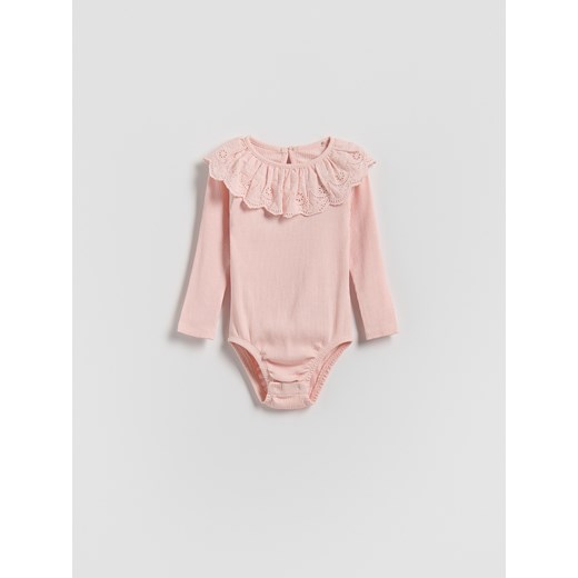 Reserved - Body z kołnierzykiem - pastelowy róż ze sklepu Reserved w kategorii Body niemowlęce - zdjęcie 187541607