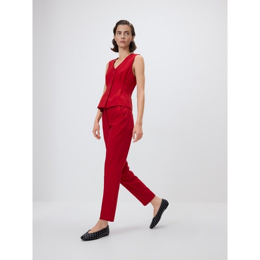 Reserved - Spodnie cygaretki z wiskozą - czerwony ze sklepu Reserved w kategorii Spodnie damskie - zdjęcie 187541869