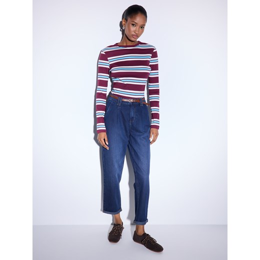 Mohito - Jeansy chino slim z paskiem - granatowy ze sklepu Mohito w kategorii Jeansy damskie - zdjęcie 187543667