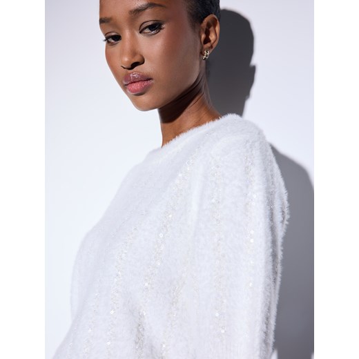 Mohito - Sweter z krótkim rękawem - biały ze sklepu Mohito w kategorii Swetry damskie - zdjęcie 187543747