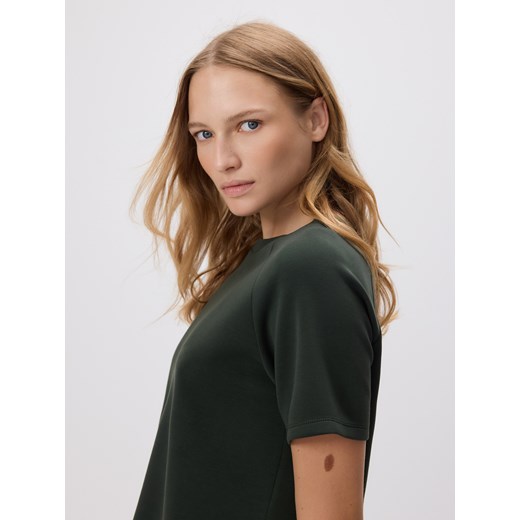 Reserved - T-shirt z modalem - ciemnozielony ze sklepu Reserved w kategorii Bluzki damskie - zdjęcie 187545836