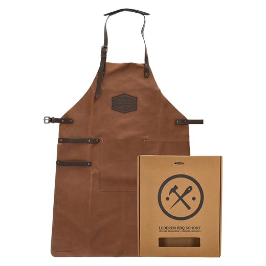 HIDE &amp; STITCHES Skórzany fartuch w kolorze jasnobrązowym do grillowania - 63 x 85 x 0,50 cm ze sklepu Limango Polska w kategorii Akcesoria kuchenne - zdjęcie 187546195