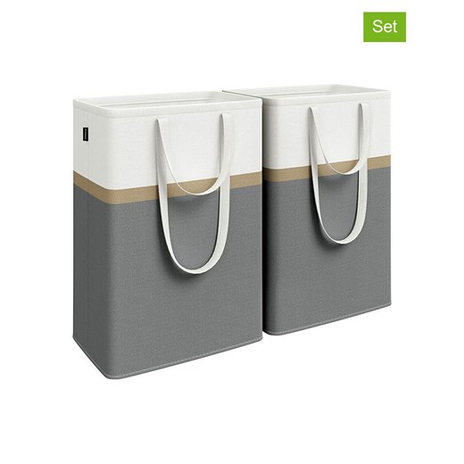 Songmics Kosze (2 szt.) w kolorze ciemnoszaro-białym na pranie - 40 x 65 x 30 cm ze sklepu Limango Polska w kategorii Akcesoria łazienkowe - zdjęcie 187546767