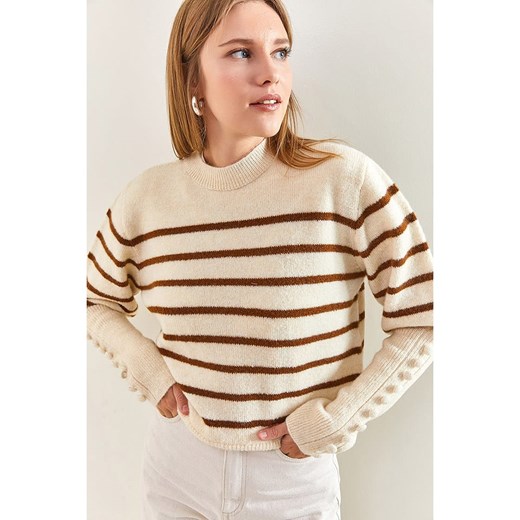Bianco Lucci Sweter w kolorze beżowo-jasnobrązowym Bianco Lucci onesize okazja Limango Polska