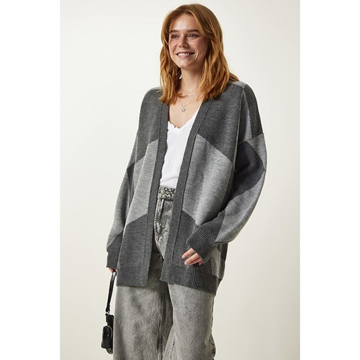 Happiness Istanbul Kardigan w kolorze szarym Happiness Istanbul onesize okazyjna cena Limango Polska