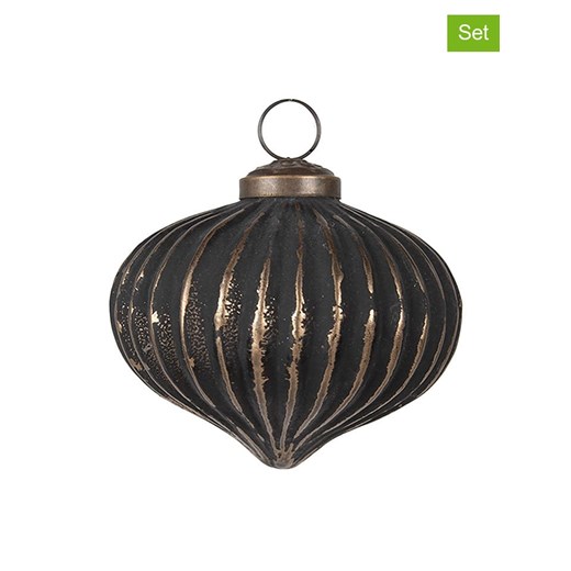Clayre &amp; Eef Bombki (2 szt.) w kolorze złoto-czarnym - Ø 8 cm ze sklepu Limango Polska w kategorii Dekoracje bożonarodzeniowe - zdjęcie 187547185