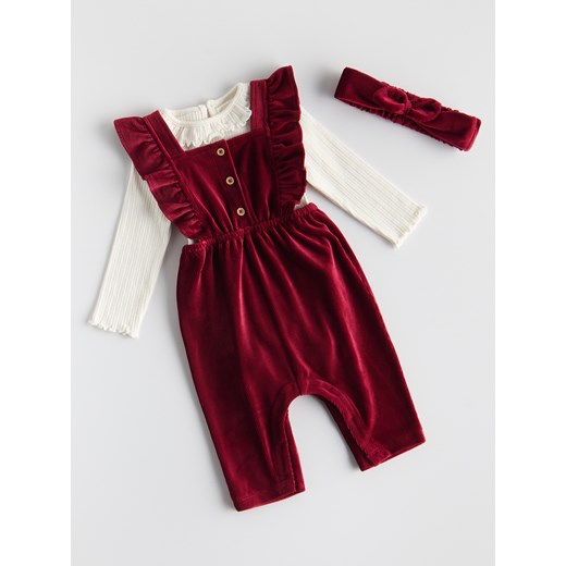 Reserved - Welurowy komplet - czerwony ze sklepu Reserved w kategorii Komplety niemowlęce - zdjęcie 187547968