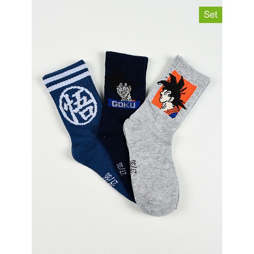 Dragon Ball Skarpety (3 pary) &quot;Dragonball Z&quot; w kolorze granatowo-szarym ze sklepu Limango Polska w kategorii Skarpetki dziecięce - zdjęcie 187548397