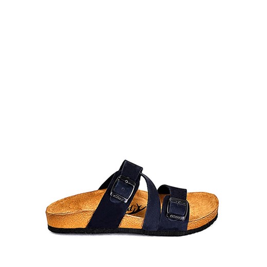 Moosefield Skórzane klapki w kolorze granatowym ze sklepu Limango Polska w kategorii Klapki damskie - zdjęcie 187548777