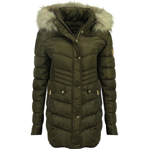 Geographical Norway Płaszcz zimowy &quot;Badonna&quot; w kolorze khaki ze sklepu Limango Polska w kategorii Parki damskie - zdjęcie 187548795