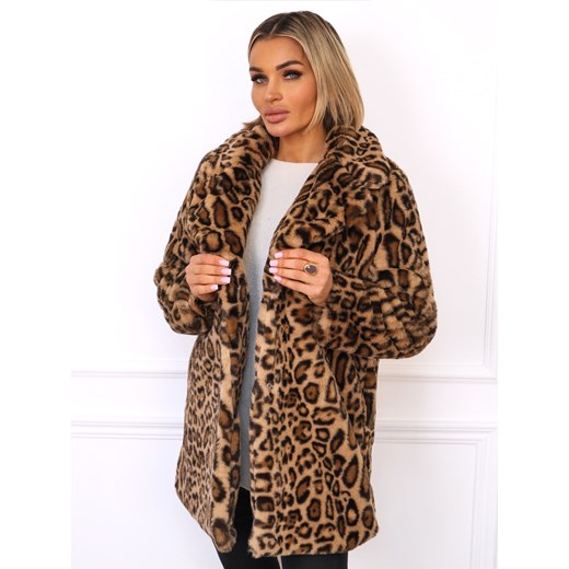 PŁASZCZ FUTRZANY Z KOŁNIERZEM- PANTERKA ze sklepu olika.com.pl w kategorii Futra damskie - zdjęcie 187549015