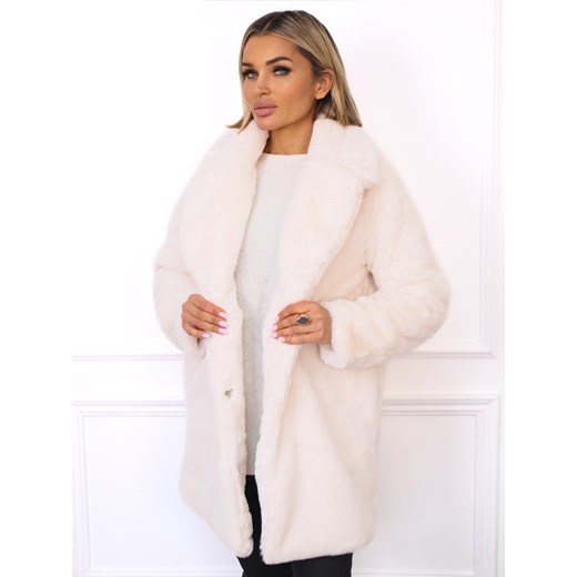 PŁASZCZ FUTRZANY Z KOŁNIERZEM- BIAŁY ze sklepu olika.com.pl w kategorii Płaszcze damskie - zdjęcie 187549026