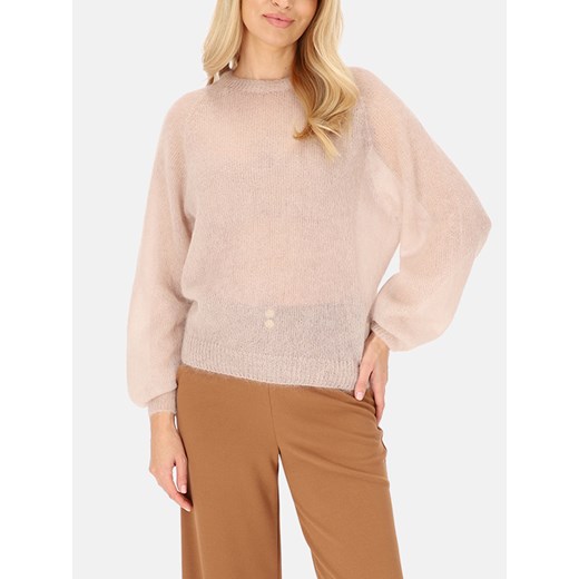 Beżowy lekki sweter damski moherowy L’AF Kora ze sklepu Eye For Fashion w kategorii Swetry damskie - zdjęcie 187549106