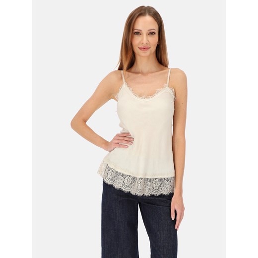 Top z koronką na ramiączkach ecru L’AF Amora ze sklepu Eye For Fashion w kategorii Bluzki damskie - zdjęcie 187549118