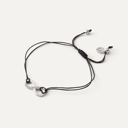 Bransoletka nieskończoność z cyrkoniami na sznurku, srebro 925 w pokryciu platyną ze sklepu GIORRE w kategorii Bransoletki - zdjęcie 187549135