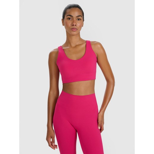 Damski biustonosz treningowy 4F 4FWAW25USBAF172 - różowy ze sklepu Sportstylestory.com w kategorii Biustonosze - zdjęcie 187549829