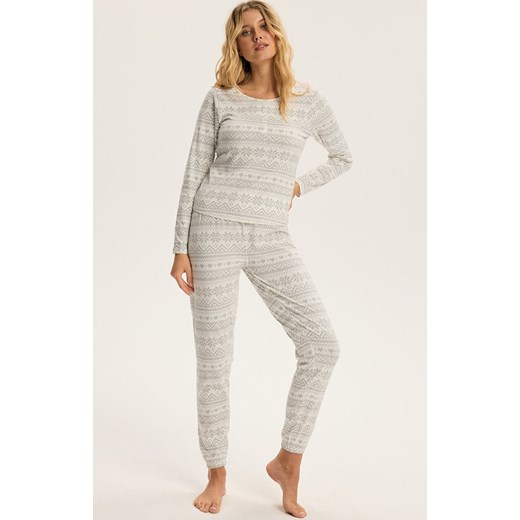 Esotiq bawełniana piżama damska Bloovii Hygge 43956-00X, Kolor biały-wzór, Rozmiar L, BLOOVII ze sklepu Intymna w kategorii Piżamy damskie - zdjęcie 187552627