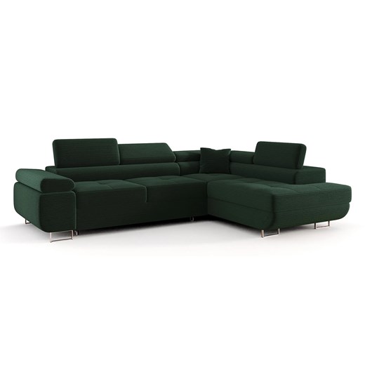 Zielony sztruksowy narożnik z pojemnikiem na pościel A8-Z04 ze sklepu Edinos.pl w kategorii Narożniki - zdjęcie 187552698