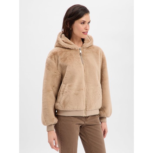 Nümph Damska kurtka z pluszowym futerkiem - NUMouris Kobiety Sztuczne włókno taupe jednolity ze sklepu vangraaf w kategorii Kurtki damskie - zdjęcie 187554338