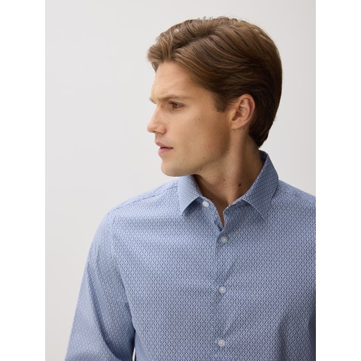 Reserved - Koszula slim fit w drobny wzór - granatowy Reserved XXL Reserved