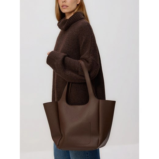 Reserved - Torebka shopper - ciemnobrązowy ze sklepu Reserved w kategorii Torby Shopper bag - zdjęcie 187554958