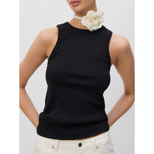 Reserved - Bawełniany top - czarny ze sklepu Reserved w kategorii Bluzki damskie - zdjęcie 187554999