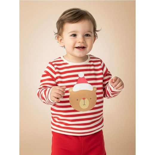 Sinsay - Bawełniana koszulka z nadrukiem świątecznym - kremowy ze sklepu Sinsay w kategorii Odzież dla niemowląt - zdjęcie 187555676