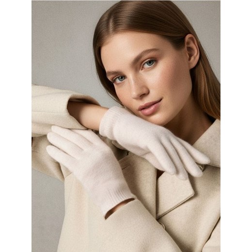 Sinsay - Rękawiczki z domieszką wełny - kremowy Sinsay One Size Sinsay