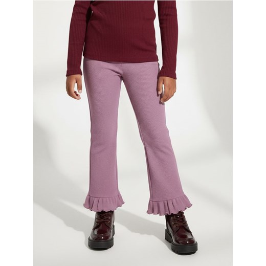 Sinsay - Legginsy z ozdobnymi falbanami przy nogawkach - fioletowy ze sklepu Sinsay w kategorii Spodnie dziewczęce - zdjęcie 187555738