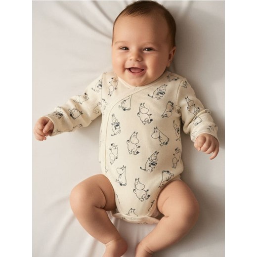 Sinsay - Body z prążkowanej dzianiny The Moomins - kremowy ze sklepu Sinsay w kategorii Body niemowlęce - zdjęcie 187555798