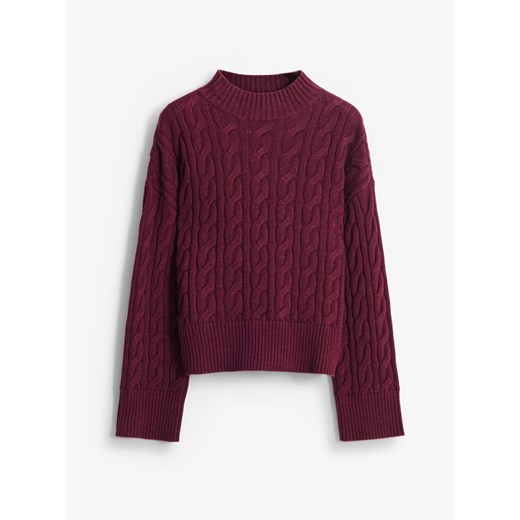 Mohito - Bordowy sweter z bawełny i wełny - bordowy ze sklepu Mohito w kategorii Swetry damskie - zdjęcie 187557296