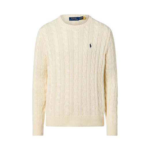 Polo Ralph Lauren Męski sweter z dzianiny Mężczyźni Bawełna écru jednolity ze sklepu vangraaf w kategorii Swetry męskie - zdjęcie 187557437