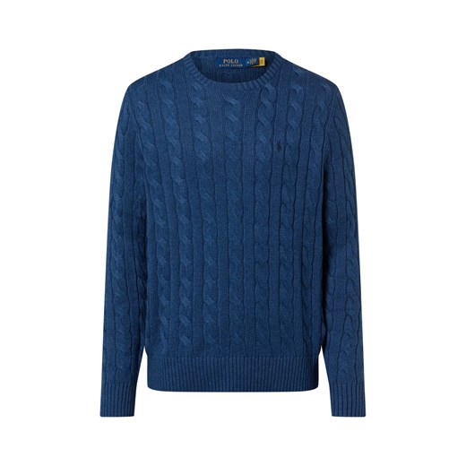 Polo Ralph Lauren Męski sweter z dzianiny Mężczyźni Bawełna granatowy jednolity ze sklepu vangraaf w kategorii Swetry męskie - zdjęcie 187557439