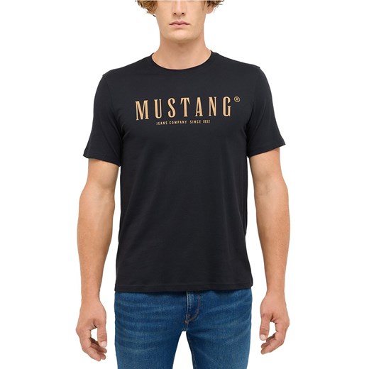 Mustang Koszulka męska - Austin Mężczyźni Bawełna czarny nadruk ze sklepu vangraaf w kategorii T-shirty męskie - zdjęcie 187557455