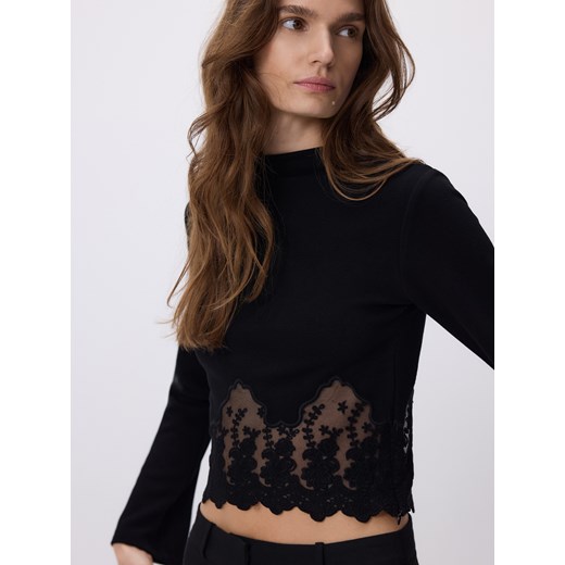 Reserved - Bluzka z koronką - czarny ze sklepu Reserved w kategorii Bluzki damskie - zdjęcie 187557688