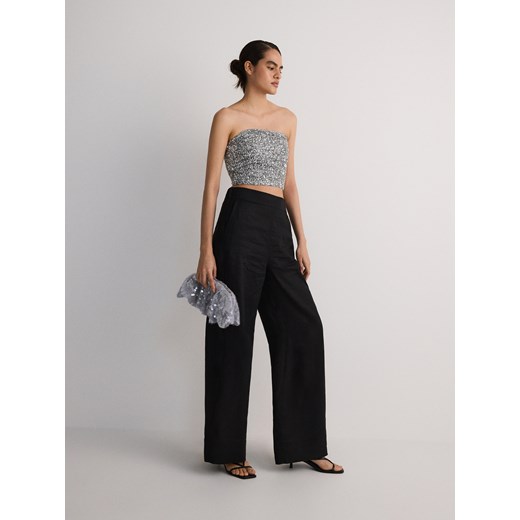 Reserved - Top bandeau z cekinami - szary ze sklepu Reserved w kategorii Bluzki damskie - zdjęcie 187557849