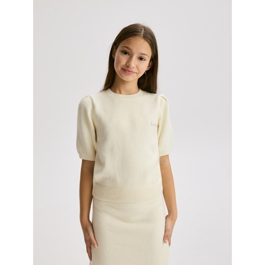 Reserved - Sweter z krótkim rękawem - złamana biel ze sklepu Reserved w kategorii Swetry dziewczęce - zdjęcie 187557866
