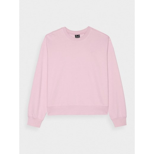 Damska bluza dresowa nierozpinana bez kaptura 4F 4FWMM00TSWSF1765 - różowa ze sklepu Sportstylestory.com w kategorii Bluzy damskie - zdjęcie 187557995