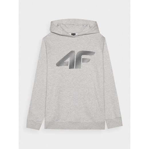 Męska bluza dresowa nierozpinana z kapturem 4F 4FWMM00TSWSM1766 - szara ze sklepu Sportstylestory.com w kategorii Bluzy męskie - zdjęcie 187557997