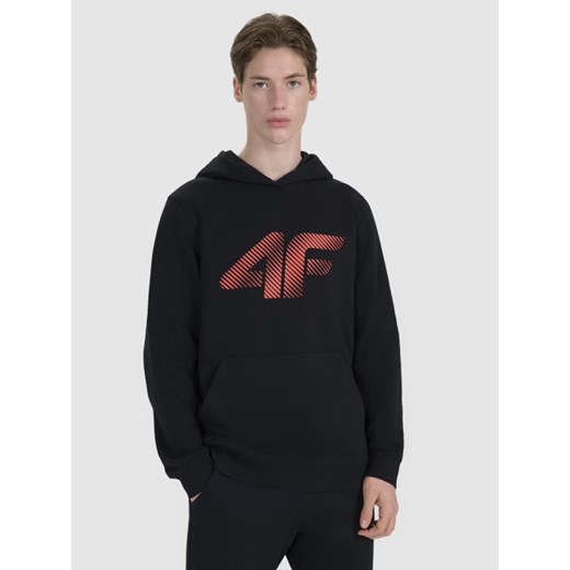 Męska bluza dresowa nierozpinana z kapturem 4F 4FWMM00TSWSM1766 - czarna ze sklepu Sportstylestory.com w kategorii Bluzy męskie - zdjęcie 187558028