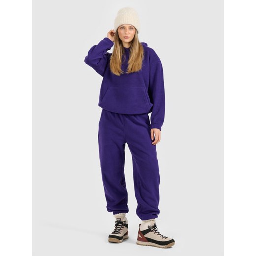 Damskie spodnie dresowe joggery polarowe 4F 4FRAW25TTROF1707 - fioletowe ze sklepu Sportstylestory.com w kategorii Spodnie damskie - zdjęcie 187558087