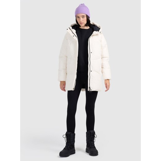 Damska kurtka puchowa 4F 4FRAW25TDJAF0799 - biała ze sklepu Sportstylestory.com w kategorii Kurtki damskie - zdjęcie 187558168