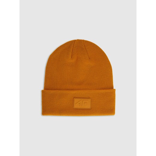 Czapka beanie uniseks 4F 4FRAW25ACAPU0809 - żółta ze sklepu Sportstylestory.com w kategorii Czapki zimowe damskie - zdjęcie 187558268